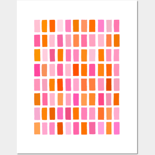 Pink and Orange, Sketchy, Block Pattern Posters and Art